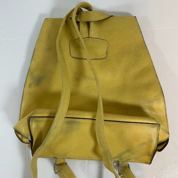Sleek Women's Mustard Yellow Leather Backpack Medium - Picture 4 of 8